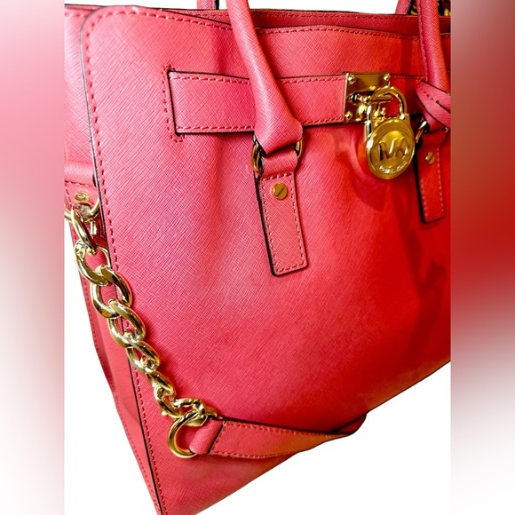 Michael Kors Hamilton Large Watermelon / Coral Shoulder Bag - Picture 9 of 13